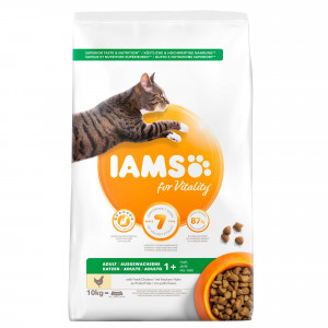 IAMS CAT ADULT WEIGHT CONTROL LIGHT CHICKEN - sausā barība kaķiem 10kg + IAMS CAT KITTEN CHICKEN 2KG DĀVANĀ!