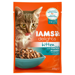IAMS CAT KITTEN CHICKEN GRAVY konservi kaķēniem 85g x 12gab