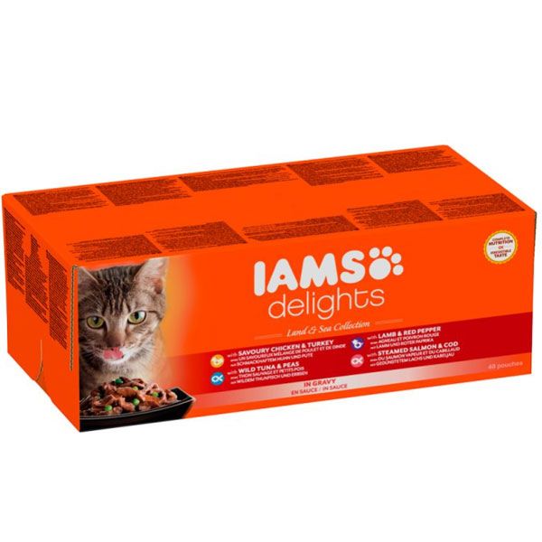 IAMS CAT DELIGHT TUNA&HERRING Jelly konservi kaķiem 85g x 12gab