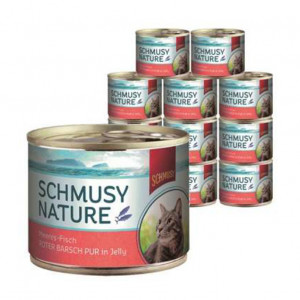 Schmusy Nature Thunfish konservi kaķiem ar tunci un sarkano asari 12gab x 185g