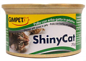 GIMBORN Shinycat GimCat Chicken With Grass ar vistu un kaķu zāli 12gab x 70g