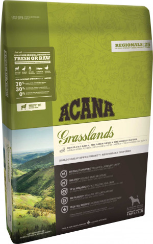 ACANA Grasslands Dog bezgraudu sausā barība suņiem ar jēru un pīli 2kg