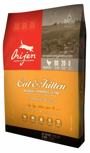 Orijen Cat & Kitten bezgraudu sausā barība kaķiem un kaķēniem ar vistu, tītaru 1.8kg