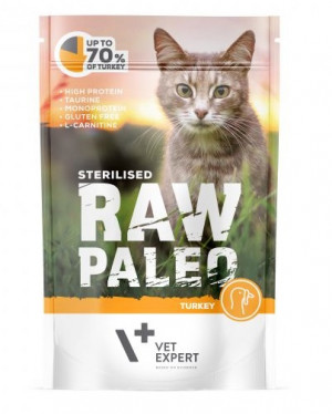 RAW PALEO STERILISED konservi kaķiem ar tītaru 100g