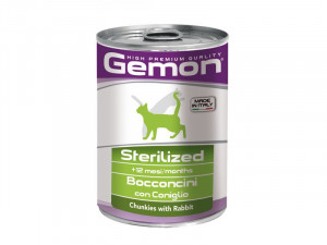 GEMON Cat chunkies Sterilized with rabbit 6 x 415 g - ar trusi
