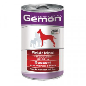 GEMON Dog chunkies Adult MAXI with beef & rice 1.250kg - ar liellopu un rīsiem