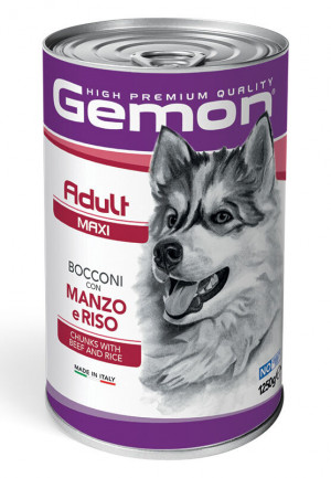GEMON Dog chunkies Adult MAXI with beef & rice 1.250kg - ar liellopu un rīsiem
