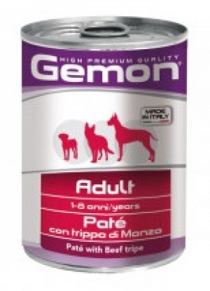 GEMON Dog pate Adult with beef tripe 400g - ar liellopu