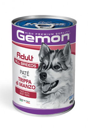GEMON Dog pate Adult with beef tripe 400g - ar liellopu