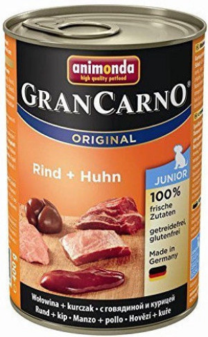 Animonda GranCarno Junior konservi kucēniem - liellops un cālis 400g Cena norādīta par 1 gb. un ir spēkā pasūtot 6 gb.
