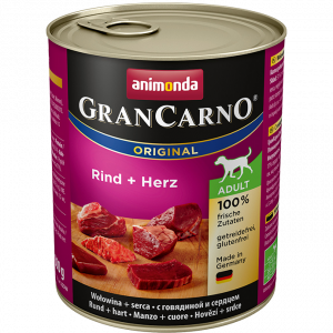 Animonda GranCarno konservi suņiem - liellops un sirdis 800g Cena norādīta par 1 gb. un ir spēkā pasūtot 6 gb.