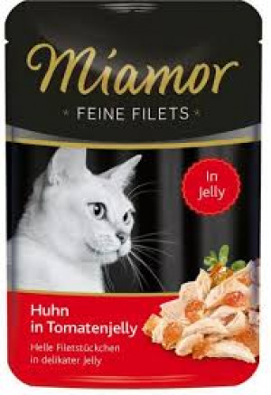 Miamor Feine Fillets 12 x 100g Filejas gabaliņi želejā ar vistu un tomatiem