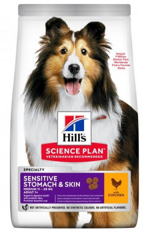 HILLS SP Hill's Science Plan™ MEDIUM ADULT SENSITIVE STOMACH&SKIN ar vistu 14kg