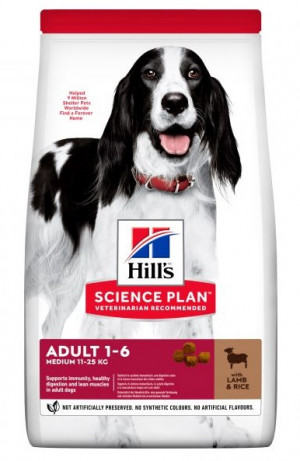 HILLS SP Hill's Science Plan™ ADULT MEDIUM LAMB & RICE ar jēru un rīsiem 14kg