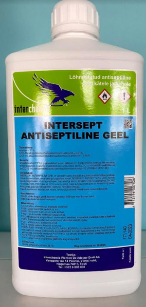 INTERSEPT ANTISEPTIC GEL 1L roku dezinfekcijas līdzeklis