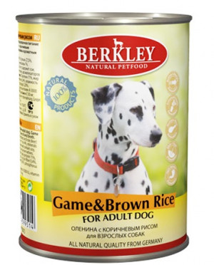 Konservi suņiem Berkley medījums ar brūniem rīsiem 6 x 400g