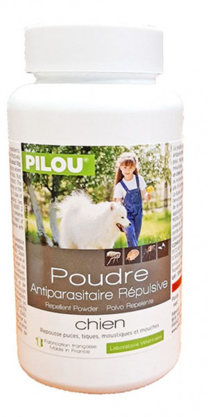 PILOU POUDRE ANTIPARASITAIRE REPULSIVE  repelents- kukaiņus atbaidošs pūderis  suņiem 150g