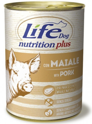 LIFE DOG Nutrition Plus PORK Chunks - konservi suņiem 6 x 400g