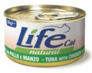 LIFE CAT TUNA with CHICKEN and BEEF - konservi kaķiem 6 x 85g