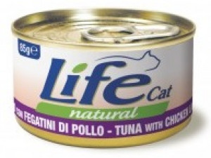 LIFE CAT TUNA with CHICKEN LIVERS - konservi kaķiem 6 x 85g