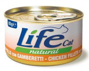 LIFE CAT CHICKEN with SHRIMPS - konservi kaķiem 6 x 85g