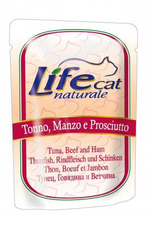 LIFE CAT Naturale Pouch TUNA, BEEF & HAM - konservi kaķiem 6 x 70g