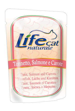 LIFE CAT Naturale Pouch TUNA, SALMON & CARROTS - konservi kaķiem 6 x 70g