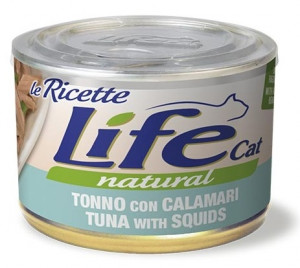 LIFE CAT Natural TUNA with SQUIDS - konservi kaķiem 6 x 150g