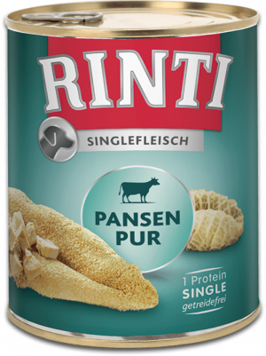 Rinti Singlefleisch PANSEN PUR - konservi ar kuņģi suņiem ar pārtikas alerģijām 800g