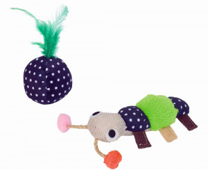 NOBBY Fabric worm with plush ball and catnip - rotaļlieta kaķiem ar kaķu mētru