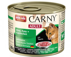 Animonda Carny Adult konservi kaķiem - liellops, tītars, trusis 200g