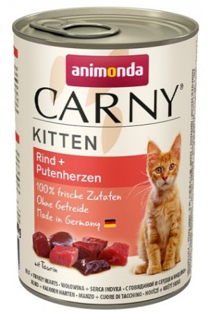 Animonda Carny Kitten konservi kaķēniem - liellopa gaļa un tītaru sirdis 6 x 400g
