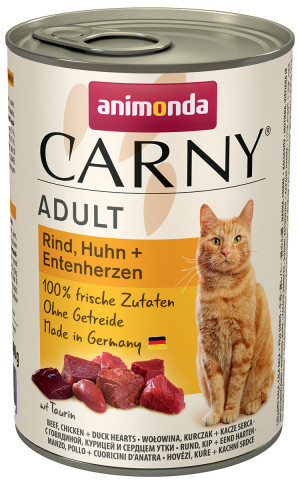 Animonda Carny Adult konservi kaķiem - liellops, vista, pīļu sirsniņas 6 x 400g