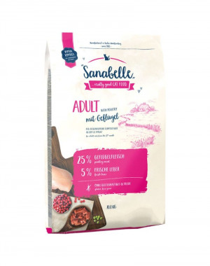 SANABELLE Adult with Poultry - sausā barība kaķiem 2kg Cena norādīta par 1 gb. un ir spēkā pasūtot 2 gb.