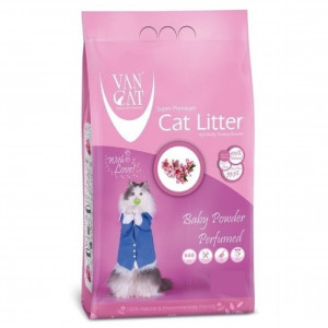 VAN CAT Baby Powder - cementējošas smiltis kaķu tualetei, ar bērnu pūderi 10kg