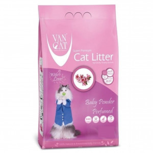 VAN CAT Compact Baby Powder - cementējošas smiltis kaķu tualetei, ar bērnu pūderi 10kg