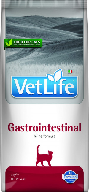 FARMINA VET LIFE Cat Gastrointestinal - sausā barība kaķiem  2kg Cena norādīta par 1 gb. un ir spēkā pasūtot 2 gb.