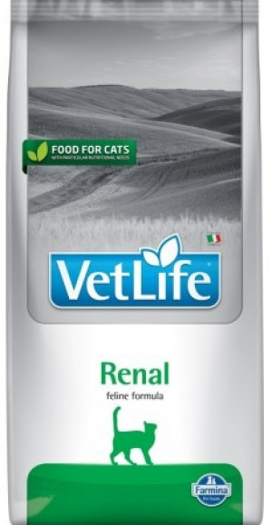 FARMINA VET LIFE Cat Renal - sausā barība kaķiem 2kg Cena norādīta par 1 gb. un ir spēkā pasūtot 2 gb.