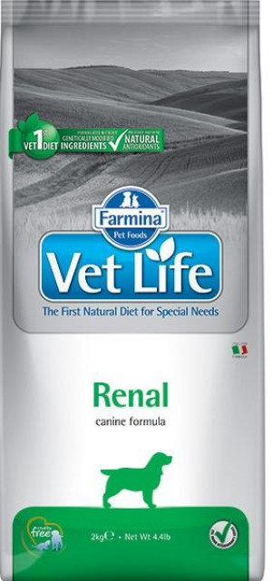 FARMINA VET LIFE Dog Renal - sausā barība suņiem 2kg Cena norādīta par 1 gb. un ir spēkā pasūtot 2 gb.