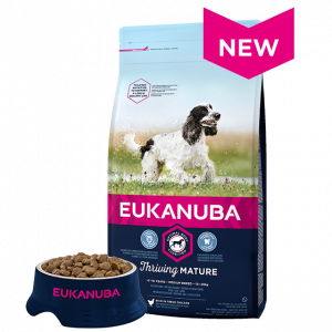 Eukanuba Mature Medium Breed Chicken - vidējo šķirņu vecākiem suņiem ar vistas gaļu 15kg