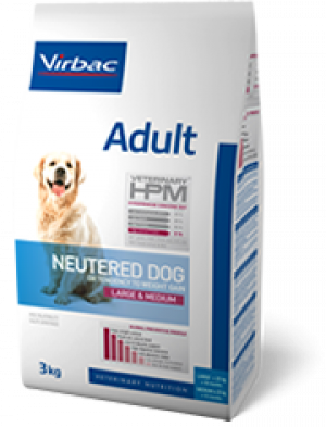 VIRBAC HPM Dog Adult Neutered Large & Medium Breed - sausā barība suņiem 12kg