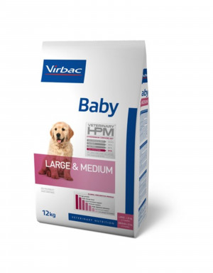 VIRBAC HPM Dog Baby Large & Medium Breed - sausā barība suņiem 12kg