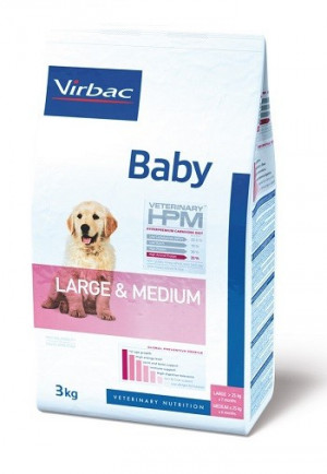 VIRBAC HPM Dog Baby Large & Medium Breed - sausā barība suņiem 3kg