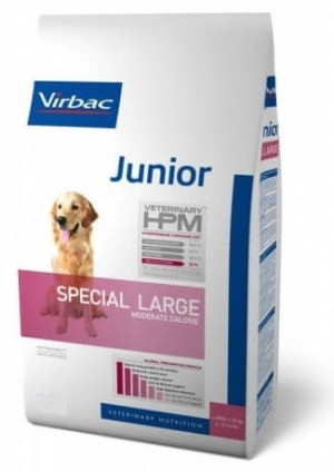 VIRBAC HPM Dog Junior Special Large Breed - sausā barība suņiem 7kg