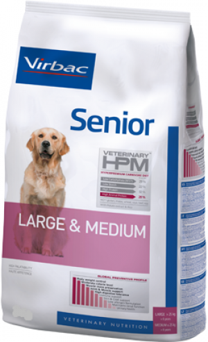 VIRBAC HPM Dog Senior Large & Medium Breed - sausā barība suņiem 12kg