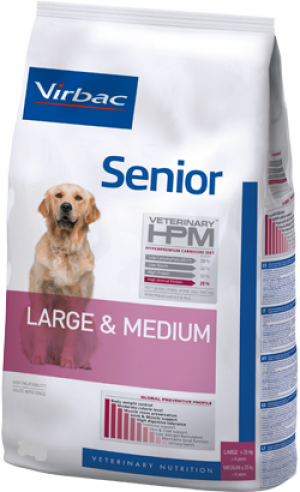 VIRBAC HPM Dog Senior Large & Medium Breed - sausā barība suņiem 7kg