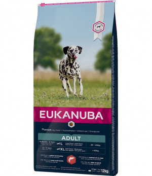 Eukanuba Adult All Breeds Salmon & Rice - pieaugušiem lielo šķirņu suņiem ar lasi un rīsiem 12kg
