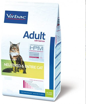 VIRBAC HPM Cat Neutered & Entire Cat with Salmon - sausā barība kaķiem 7kg