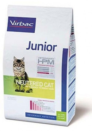 VIRBAC HPM Cat Junior Neutered - sausā barība kaķiem 1.5kg