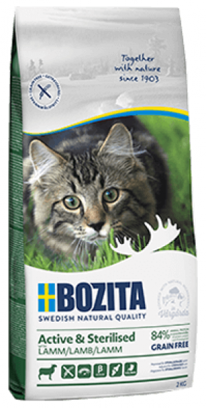 Bozita Feline Grain Free Active & Sterilised Lamb - sausā barība kaķiem 400g